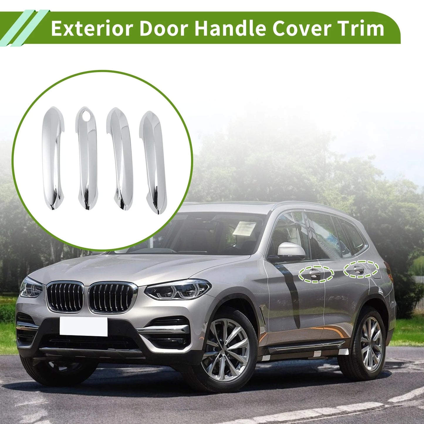Silver Exterior Door Handle Cover Trim for BMW X3 (2018-2022)