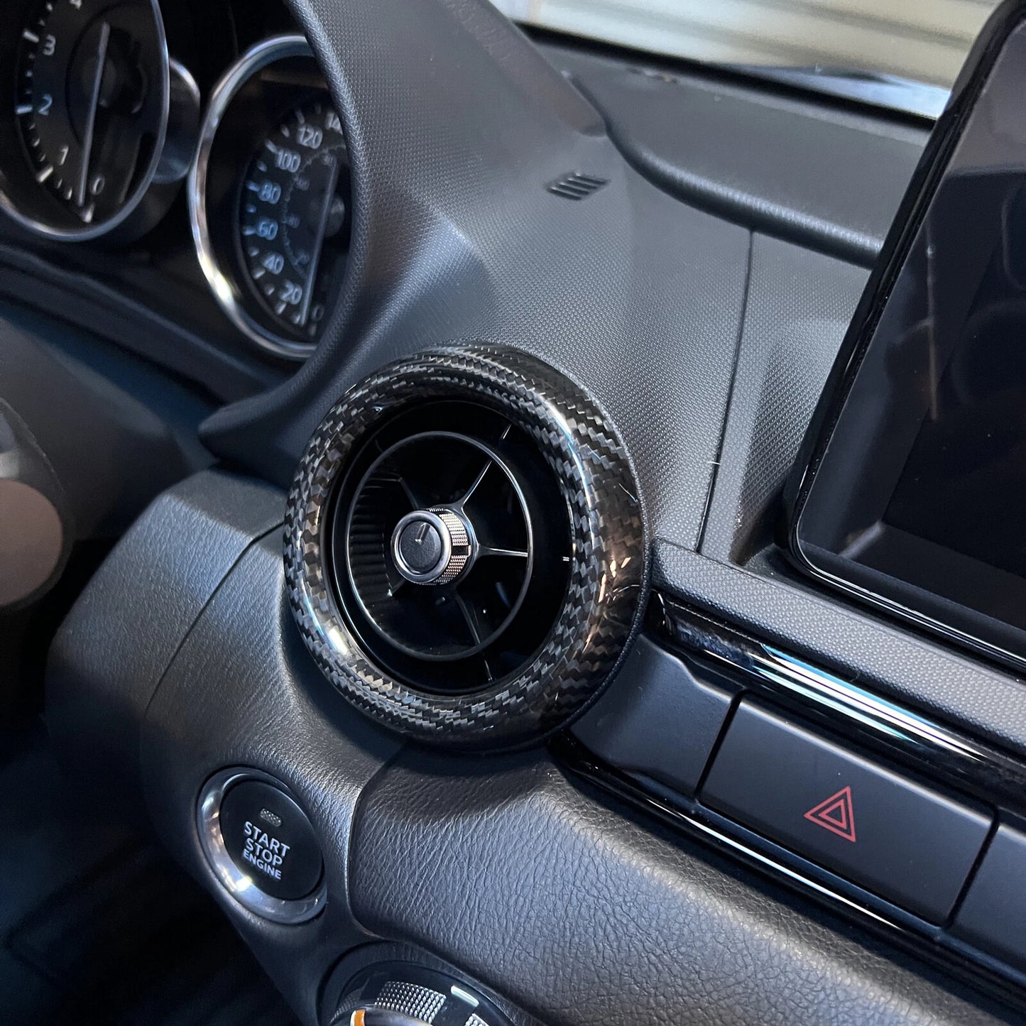 3 x Interior Dash Air Vent Frame Trim for Mazda MX-5 (2016-2023) Carbon Fiber