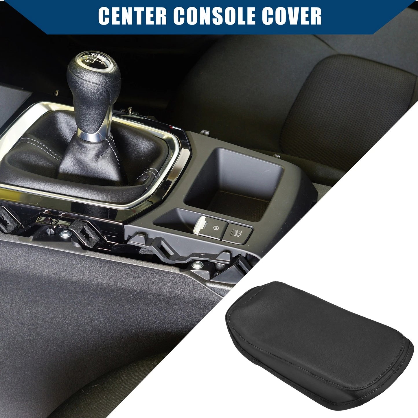Auto Center Console Armrest Cover for Hyundai Kona 2018-2023 Faux Leather Black