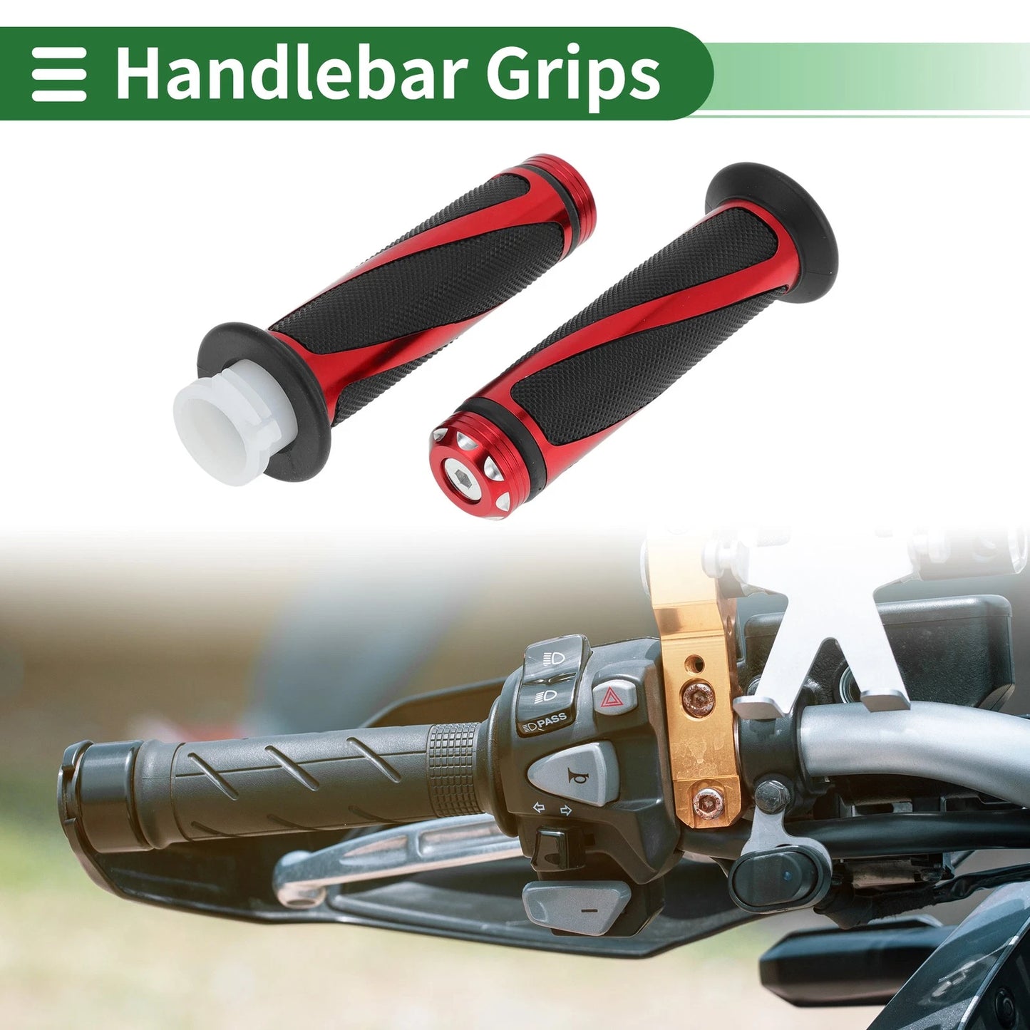 7/8" 22mm Hand Grips Cover Kit Handlebar Red for Motorcycle