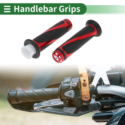 7/8" 22mm Hand Grips Cover Kit Handlebar Red for Motorcycle