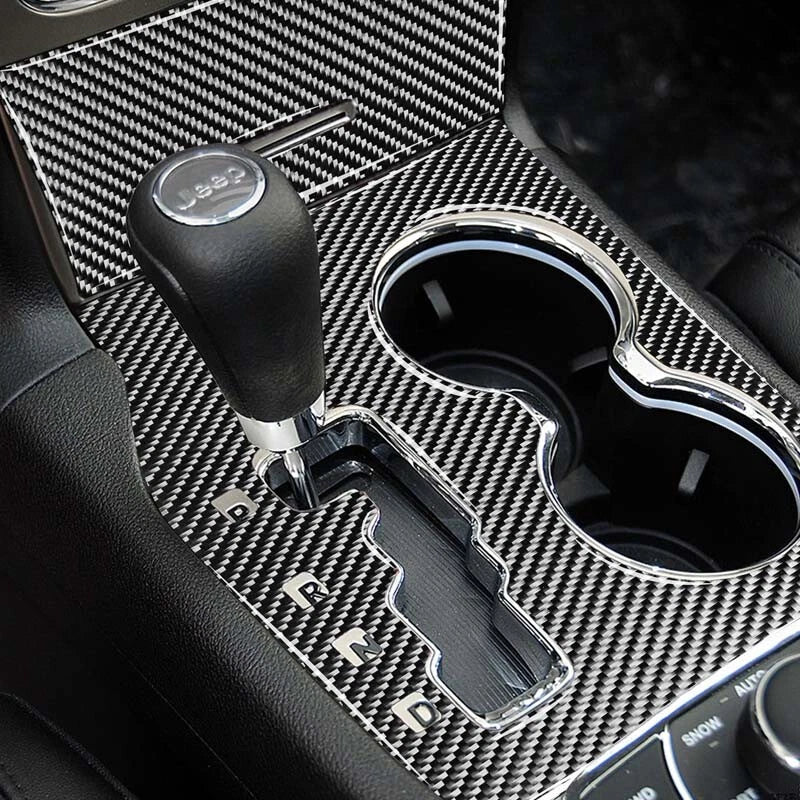Carbon Fiber Center Console Cup Holder Cover Trim Fits Grand Cherokee 2011-2013