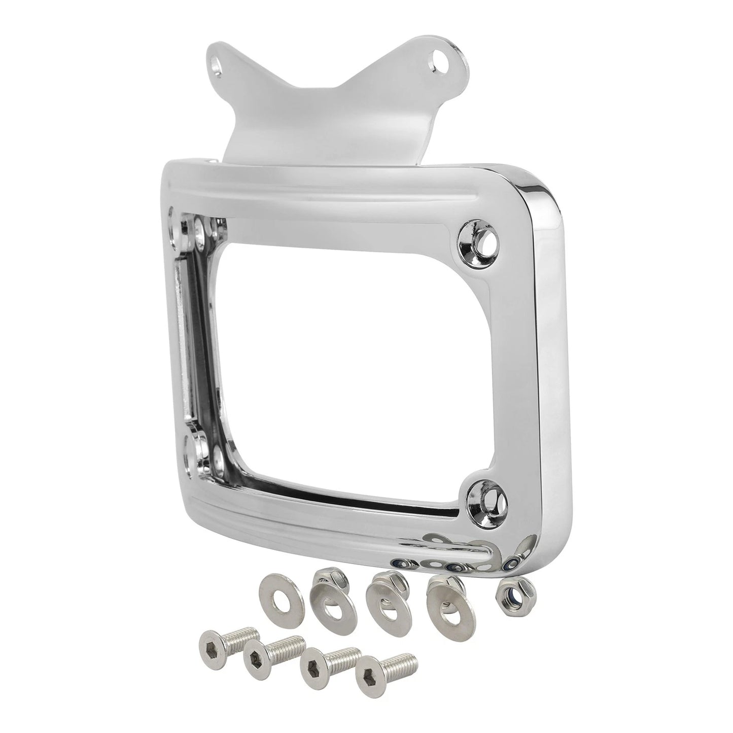 Chrome Curved Laydown License Plate Mount Light for Harley Street Road Glide