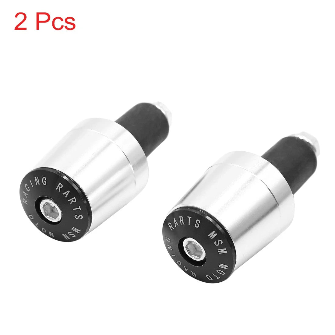 2 x Handlebar End Cap Silver Tone Aluminium for Motorcycle