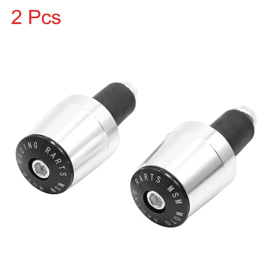 2 x Handlebar End Cap Silver Tone Aluminium for Motorcycle