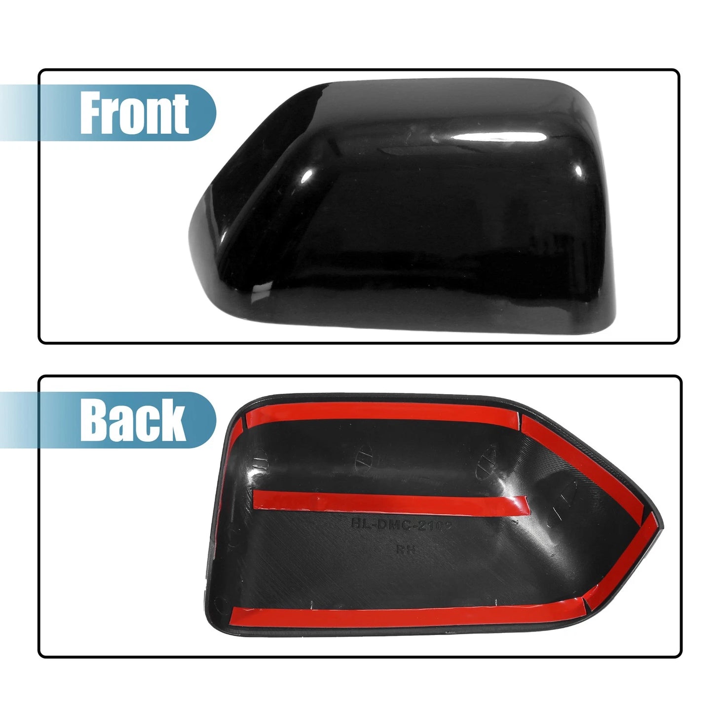 Gloss Black Top Half Mirror Covers for Ford F-350 Super Duty (2017-2022)