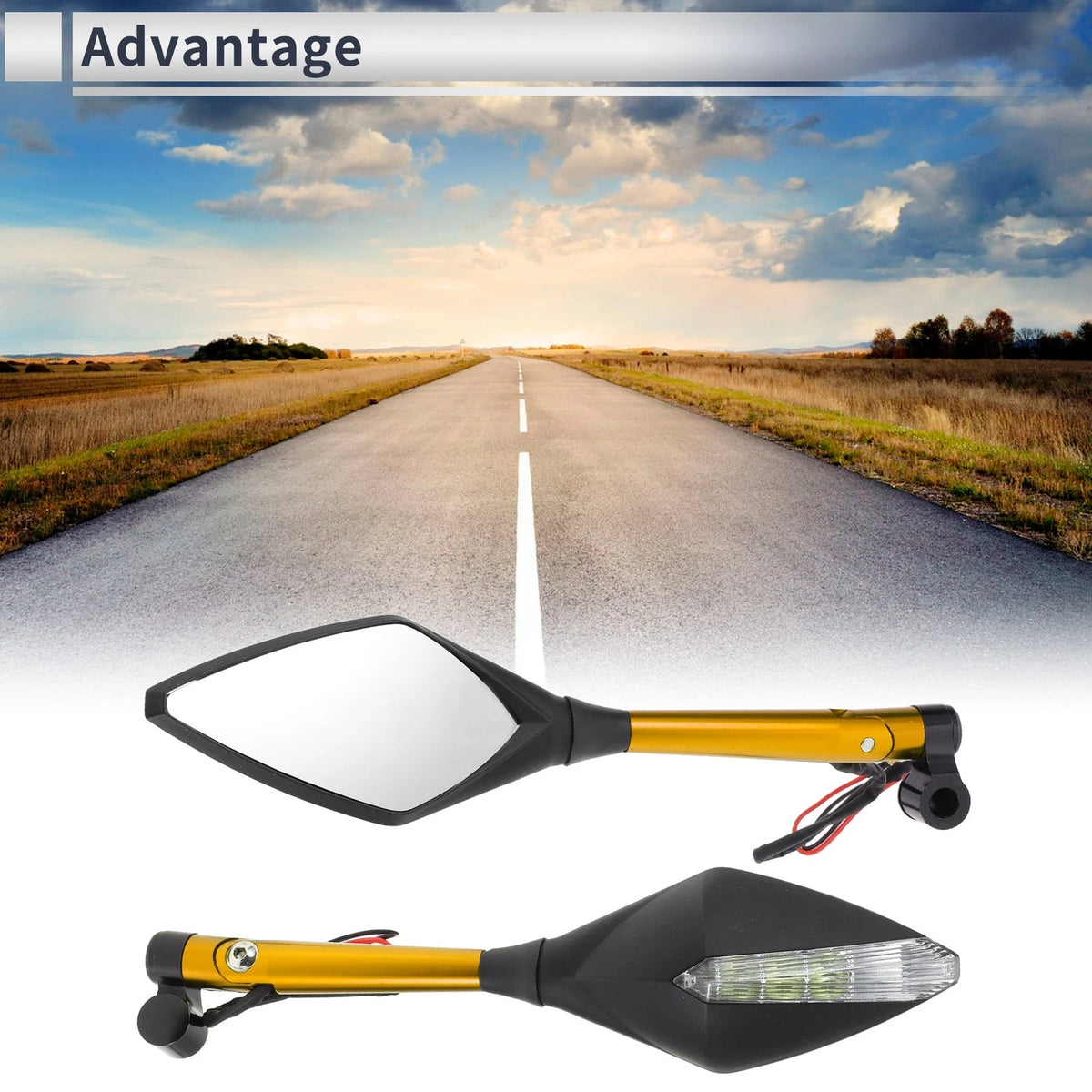 M8/M10 Rear View Mirrors Gold Tone Aluminum Alloy for M8/M10