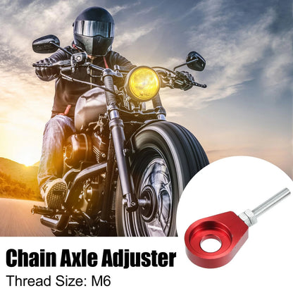 4 x 12mm Dia Hole Red Metal Universal Motorcycle Chain Axle Adjuster Tensioner
