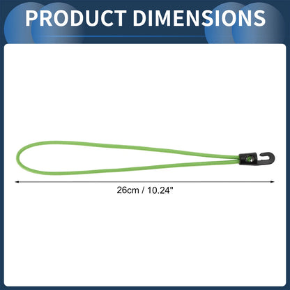 26cm Adjustable Bungee Cords with Metal Buckle - Green - 20 Pcs