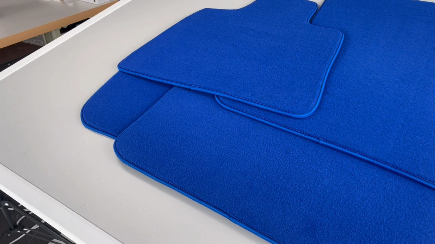 Premium Blue Leather Floor Mats for Rolls Royce Shadow (1965-1977)