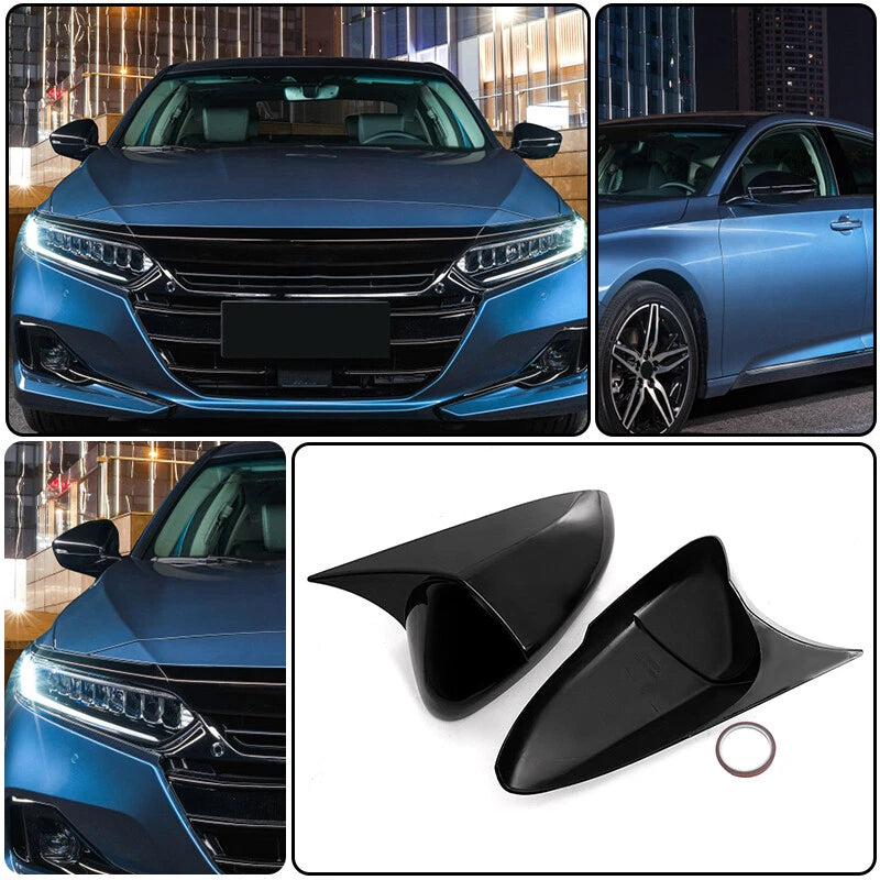 Glossy Black OX Horn Rear View Mirror Covers for Honda Accord (2018-2021)