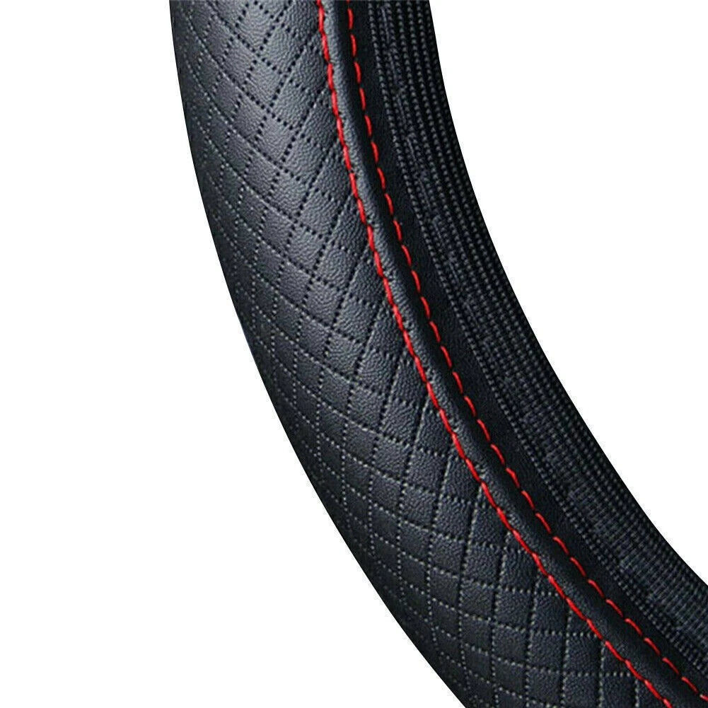 PU Leather Steering Wheel Cover 15"/37-38CM for Car Accessories