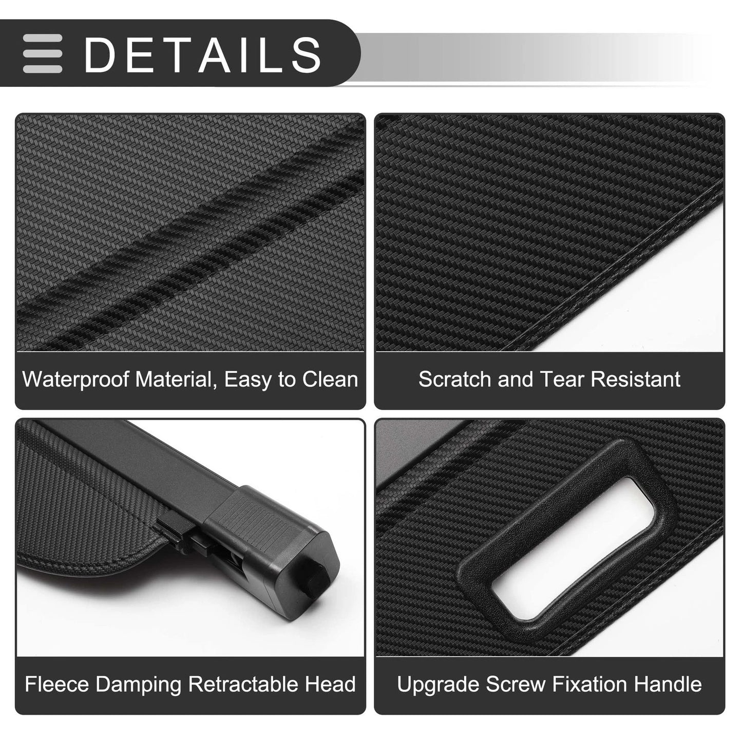 Retractable Cargo Cover for Ford Escape 2.3L (2008-2012) Black Carbon Fiber