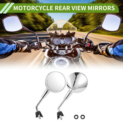 M8 Rear View Mirrors Round Shape Chrome Silver Tone Iron Plastic for M8