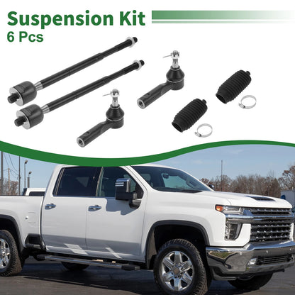 6pcs Front Suspension Kit Tie Rod Ends with Boots for Pontiac Torrent