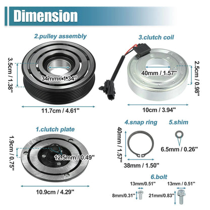 AC Compressor Clutch Kit Pulley for Infiniti JX35 2013 Nissan