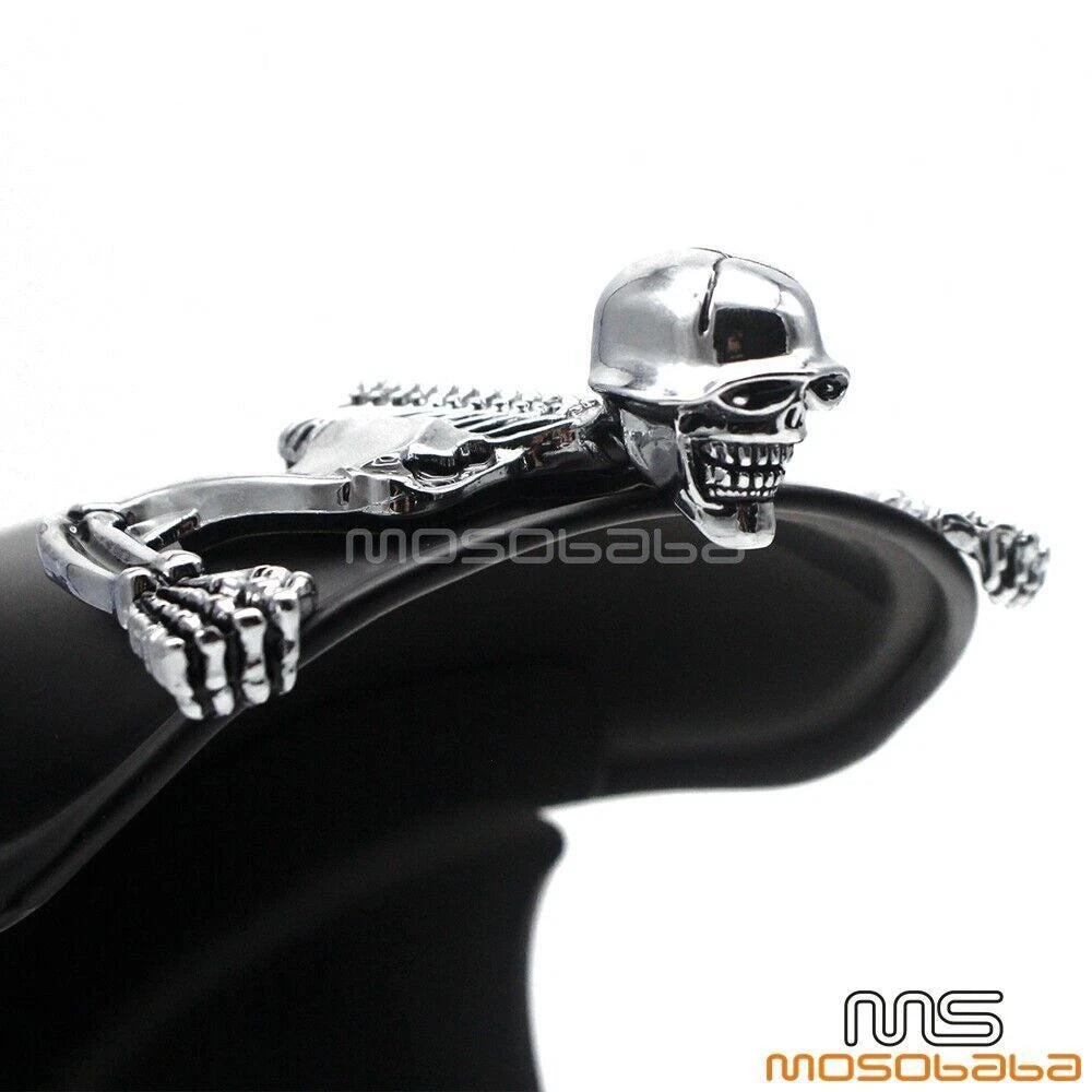 7" Headlight Visor & Fender Chrome Skull Ornament for Harley