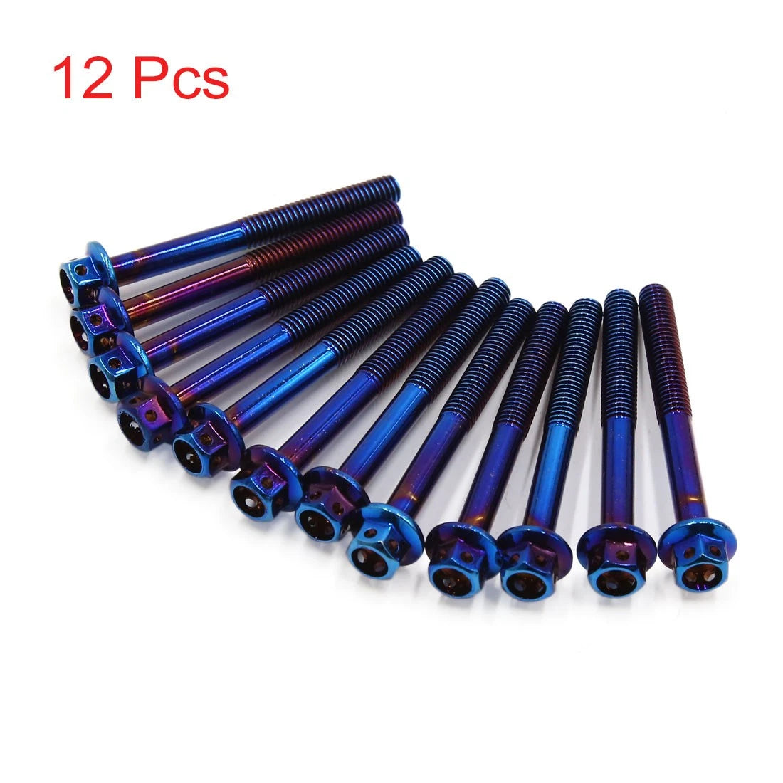 12Pcs Titanium Alloy Motorcycle Hex Bolts M6x55mm for Motorcycle
