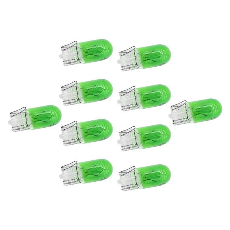10Pcs T10 194 168 W5W 159 Green Glass Halogen Bulbs for Car Side Light Lamp