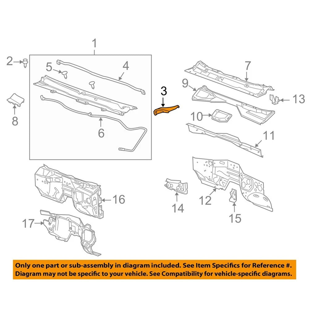 Right Side Windshield Cowl Vent Cover for Chevrolet Silverado