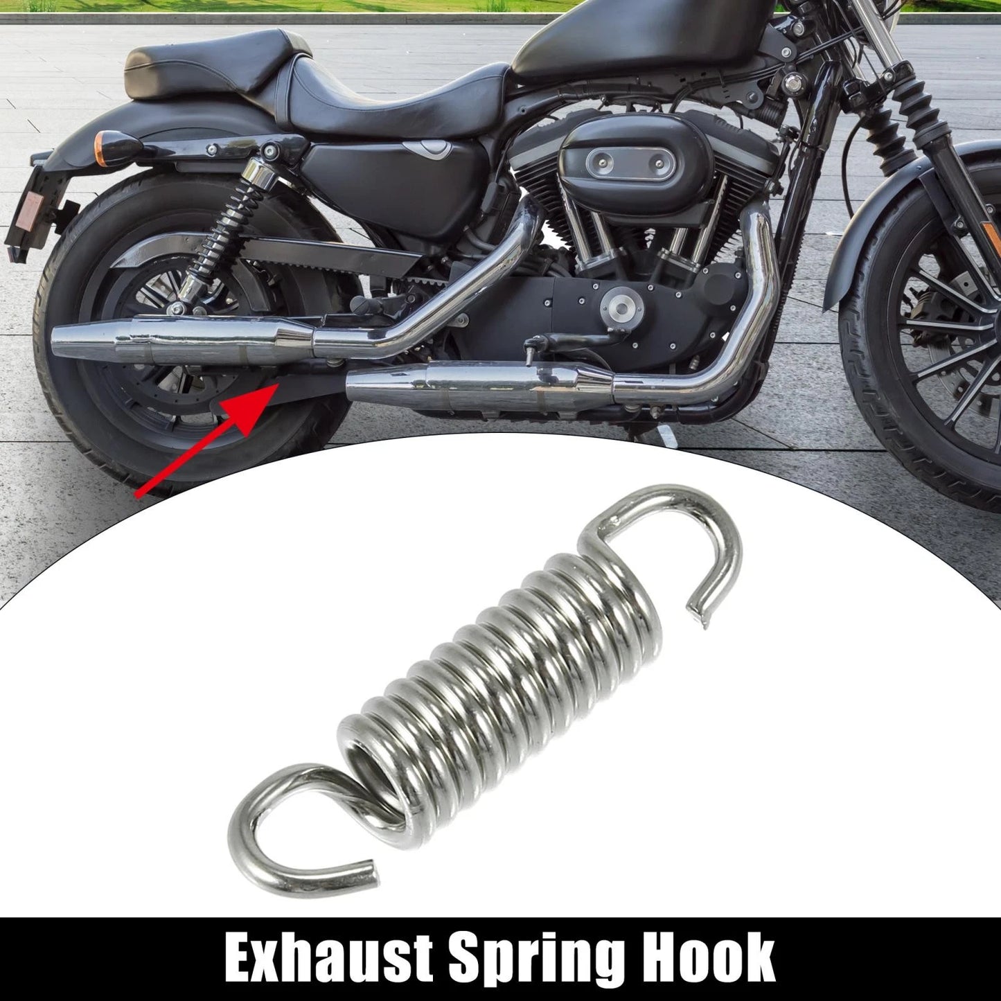 Exhaust Pipe Spring Hook 43mm 1.69" Stainless Steel Silver Tone for Motorcycles
