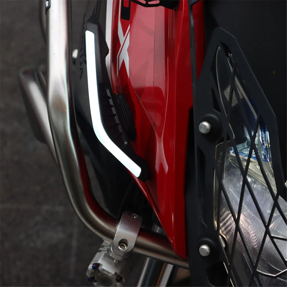Motorcycle Front Side Aerodynamic Spoilers with White Light