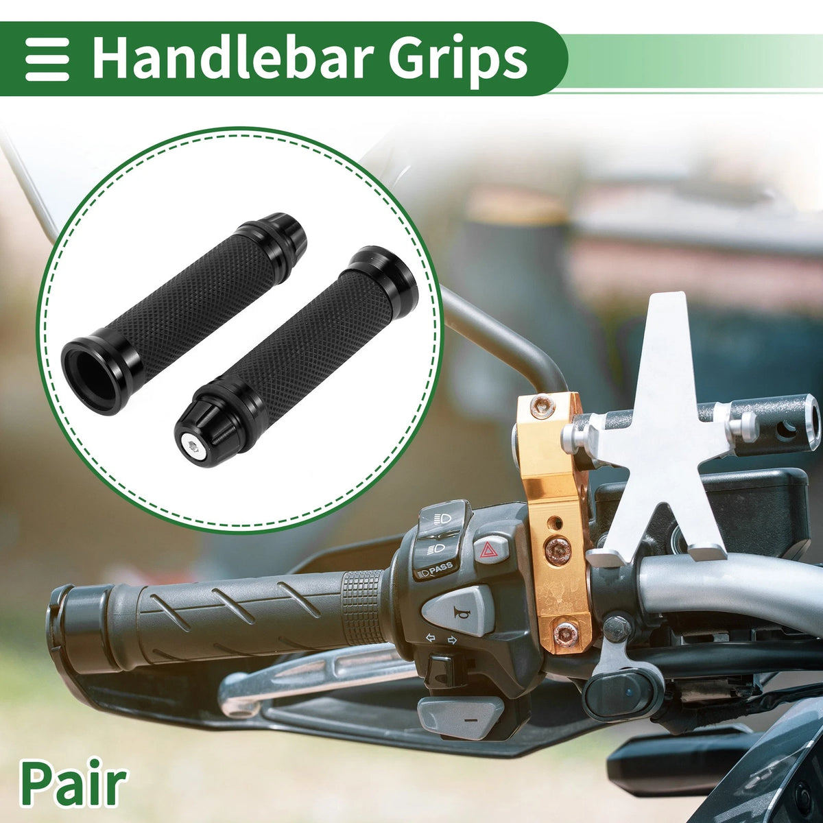 7/8" 22mm Motorcycle Hand Grips Cover Aluminum Alloy Black for Make Model