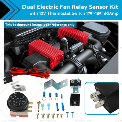 Adjustable 12V Electric Radiator Fan Thermostat w/ 3-Pin Relay Wire Kit