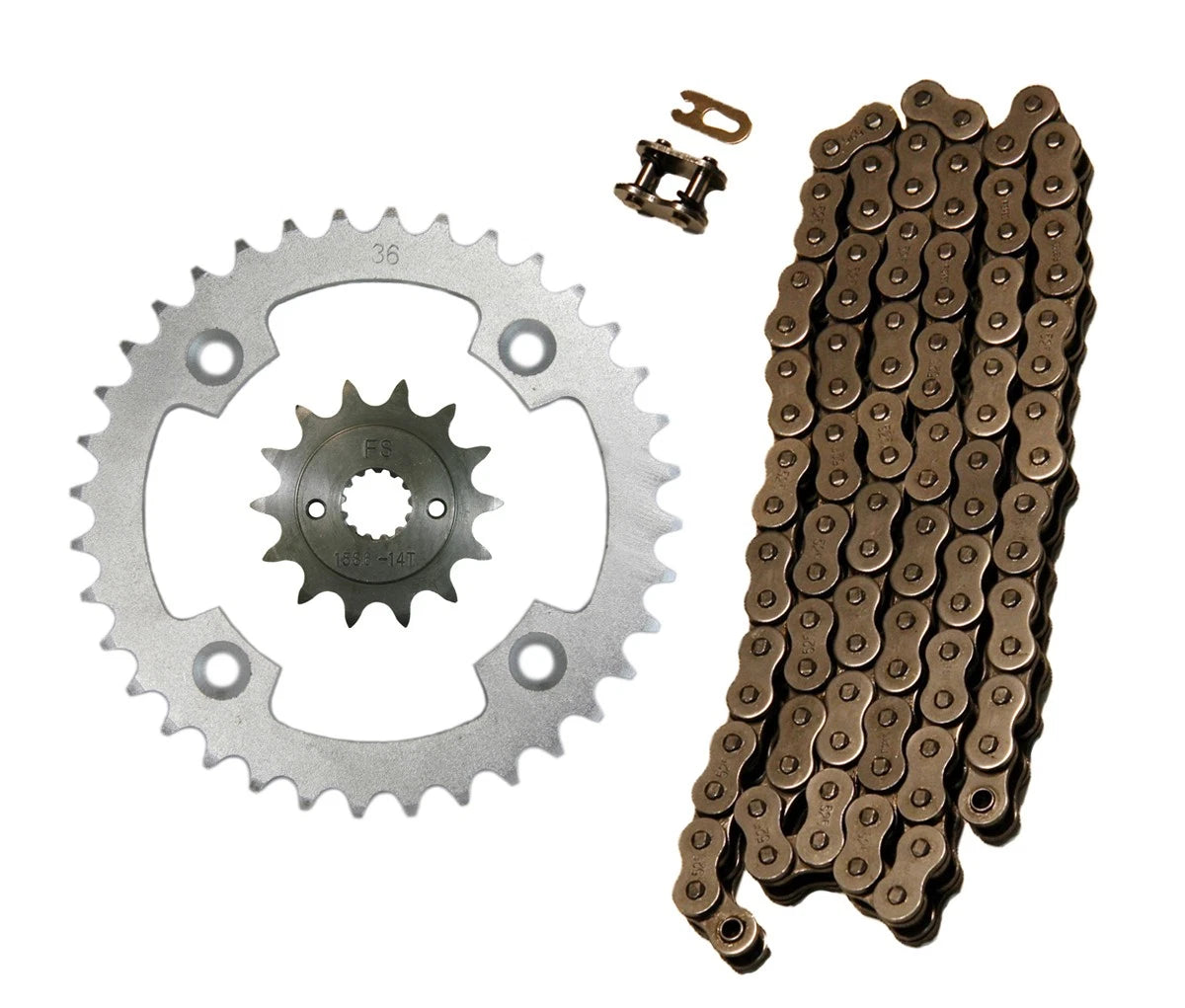 Natural 520x96 O-Ring Drive Chain & 14/36 Sprockets for Suzuki LT-R450