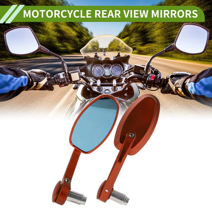 Rear View Mirrors / Oval Shape Handlebar - Orange Aluminum Alloy for Motorcycle