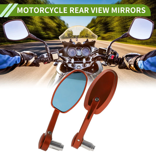 Rear View Mirrors / Oval Shape Handlebar - Orange Aluminum Alloy for Motorcycle