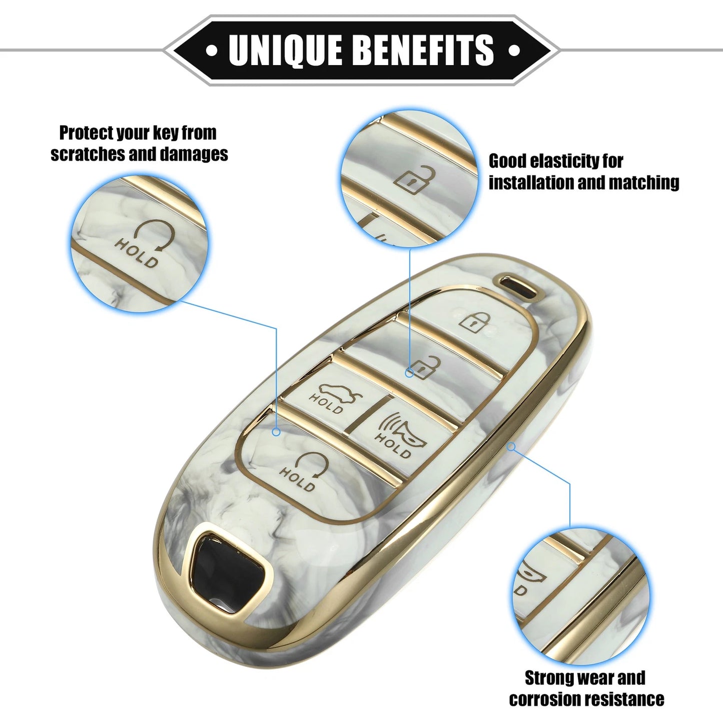 Key Fob Cover for Hyundai Tucson 2020-2022 5 Button Soft TPU Gray