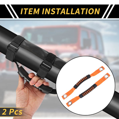 Roll Bar Grab Handles for Jeep Wrangler Roof Rope Handle Orange