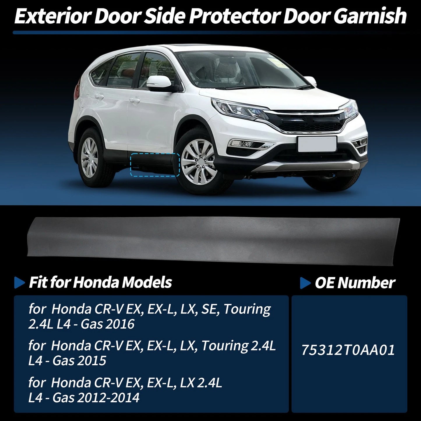 Front Right Door Lower Trim Garnish for Honda CR-V 2.4L (2012-2016)