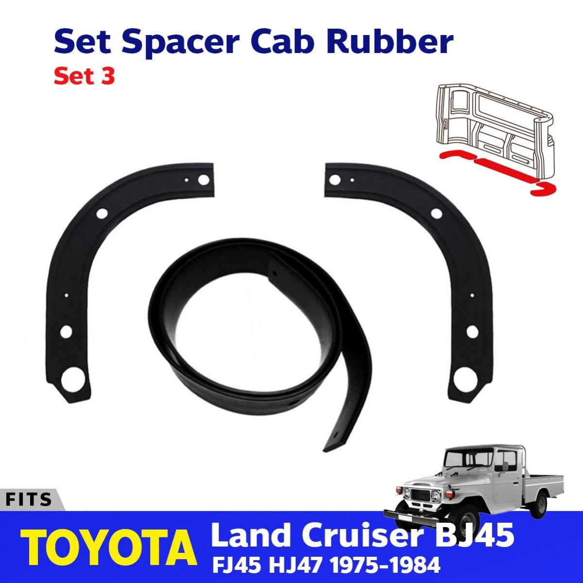 Spacer Cab Rear Panel Rubber Fits Toyota Land Cruiser HJ FJ45 Pickup 1975-84 ADE
