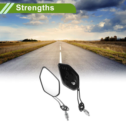 M8/M10 Rear View Mirror Polygonal Shape Black Aluminum Alloy for Motorcycle