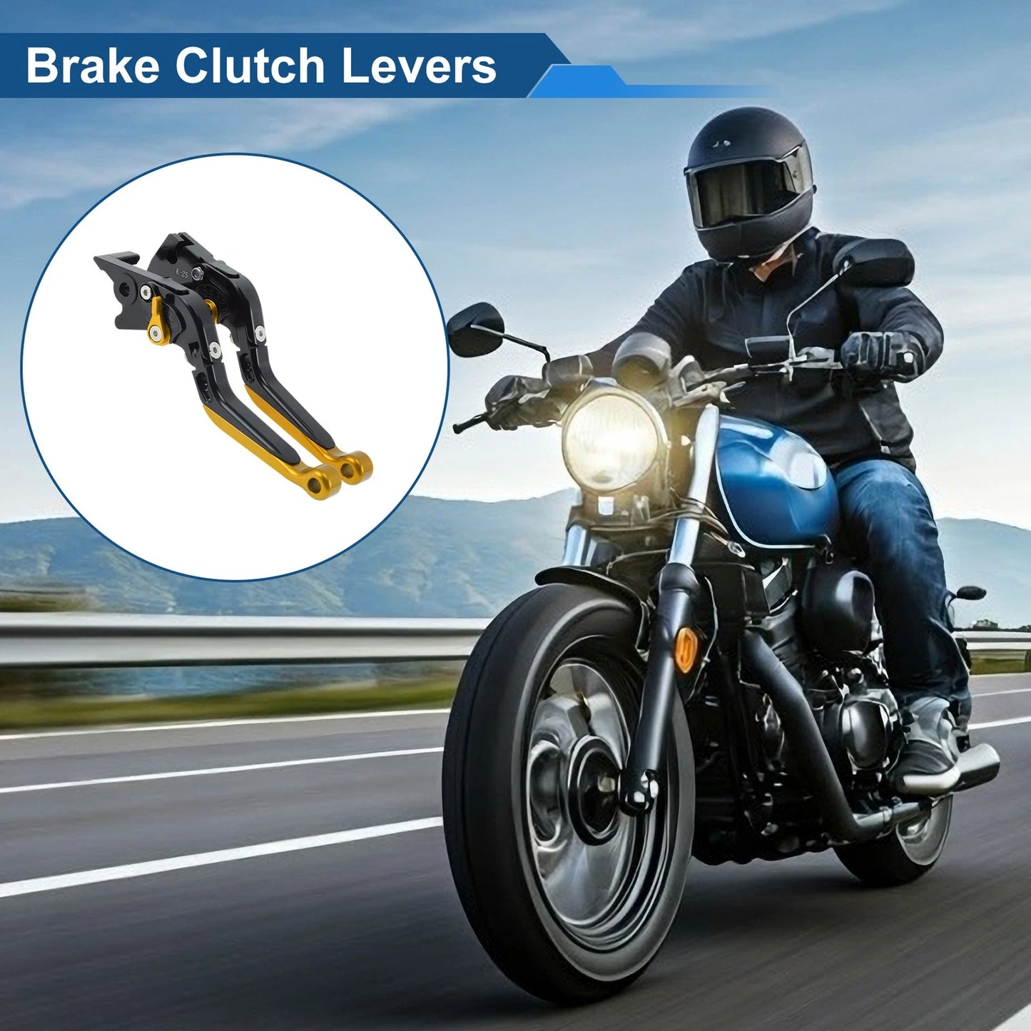 Brake Clutch Levers / 1 Pair / Black Gold End for Kawasaki Z250SL (2016–2017)