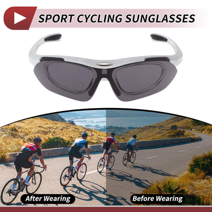 Goggles for Motorcycle Riding Dark Gray Lens White Black Frame Cycling Sunglasses