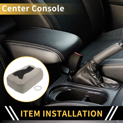 Center Console Cover for Chevrolet Silverado Microfiber Leather with Zipper Grey