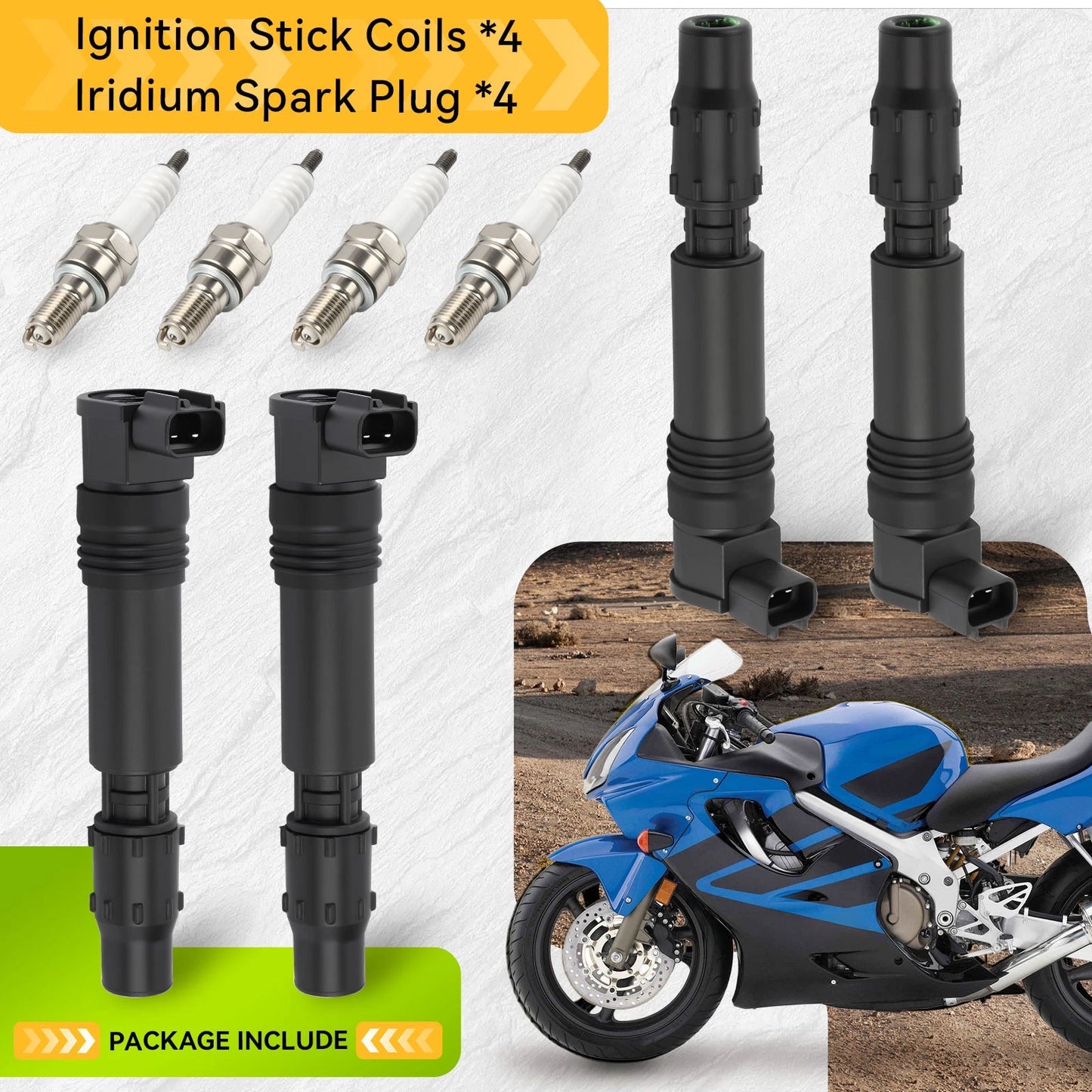 Ignition Coils for Honda CBR954RR 2002-2003 w/Iridium Spark Plug