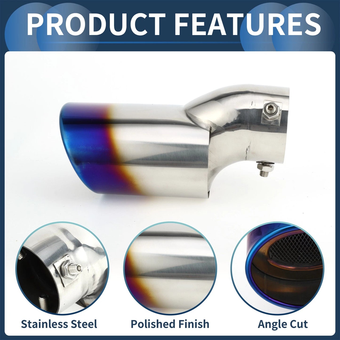 Slant Exhaust Tip 2.3" Inlet for Honda Civic (2016-2019)