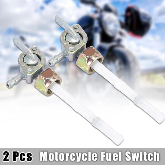 2 x Silver Tone Metal Motorcycle Oil Fuel Gas Tank Petcock Switch for JH70
