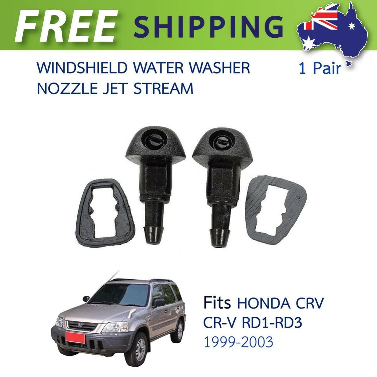Pair Windshield Water Wash Nozzle Jet Stream Fits 1999-2003 Honda Cr-V RD1-RD3