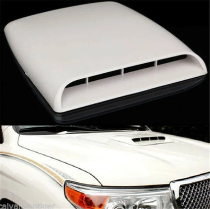 White Decorative Air Flow Intake Hood Scoop Vent Cover for Universal Cars