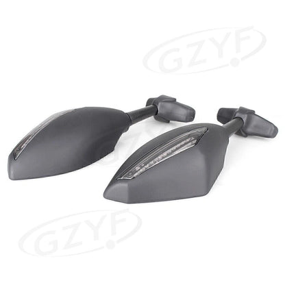 Rearview Mirrors w/ Amber Lights for Kawasaki Suzuki Yamaha Universal