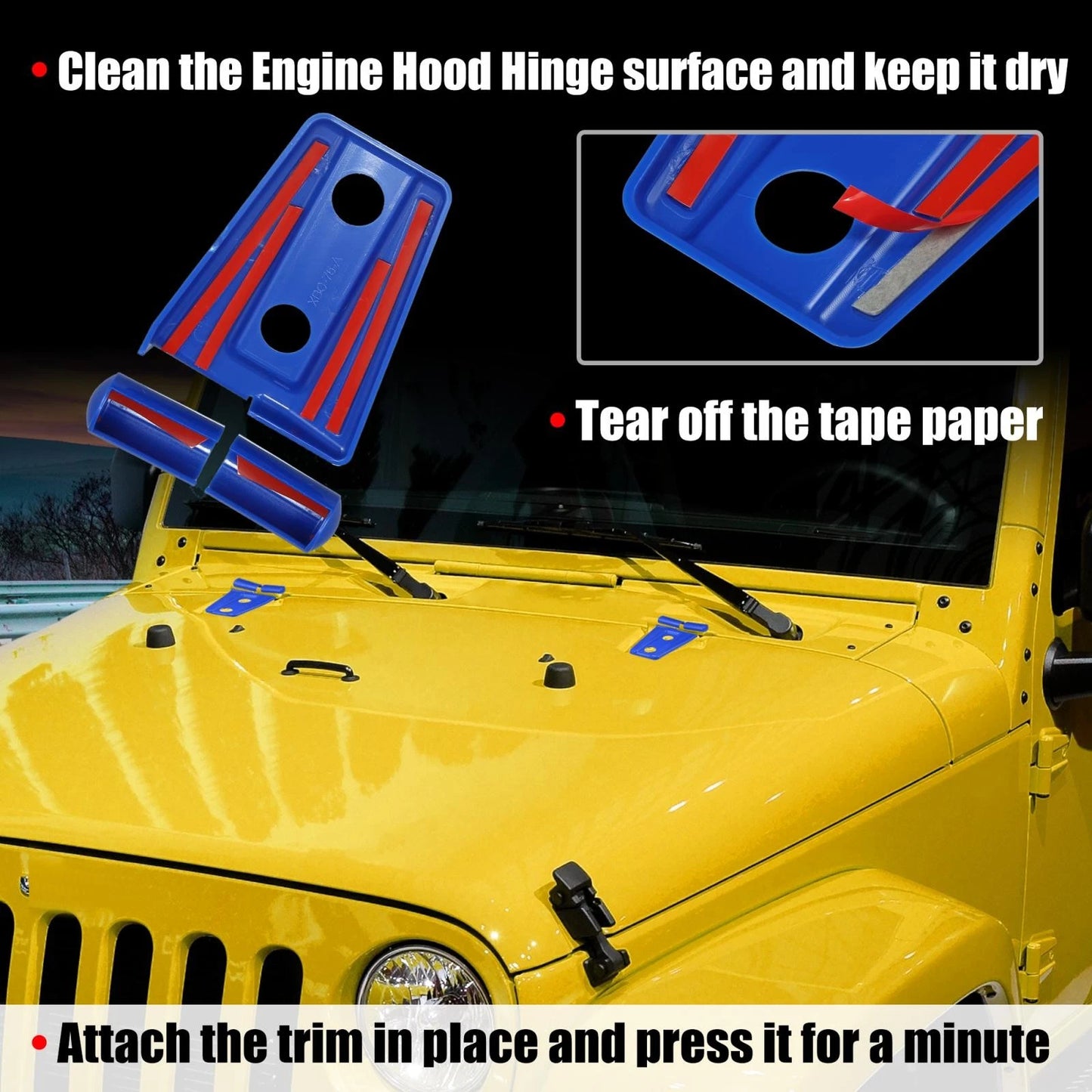 Engine Hood Hinge Covers for Jeep Wrangler 2007-2018 Dark Blue