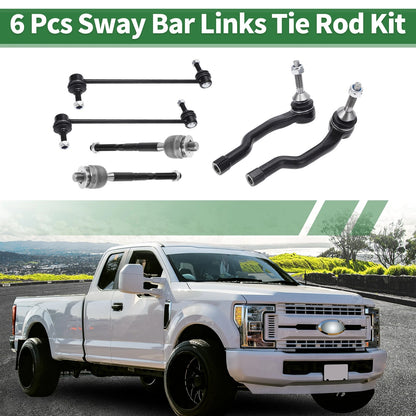 6pcs Front Suspension Kit Tie Rod Ends Sway Bar Links for Lincoln MKX (2016-2018)
