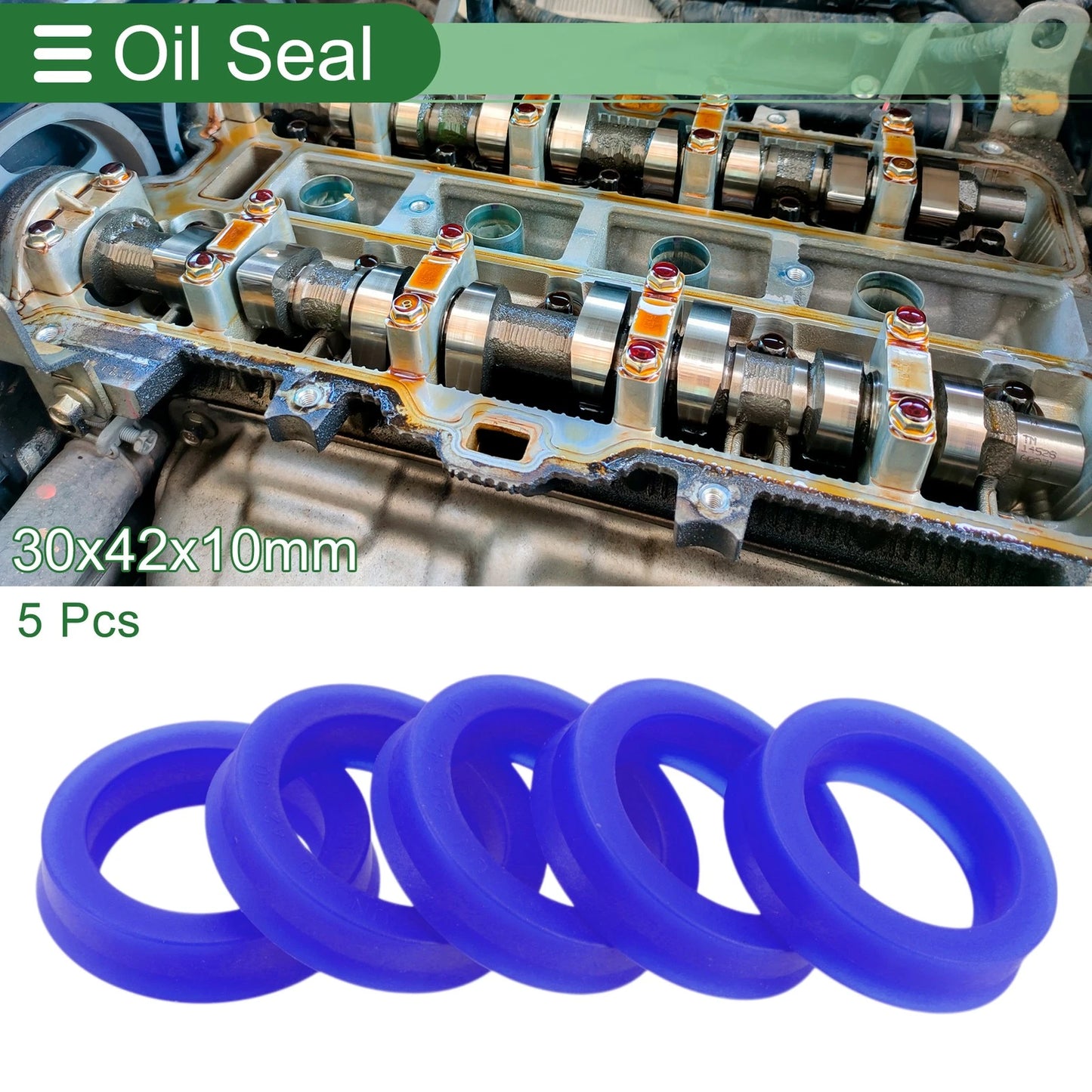 Oil Seal TPU Rotary Shaft Seal 30x42x10mm High Pressure Blue 5 Pcs