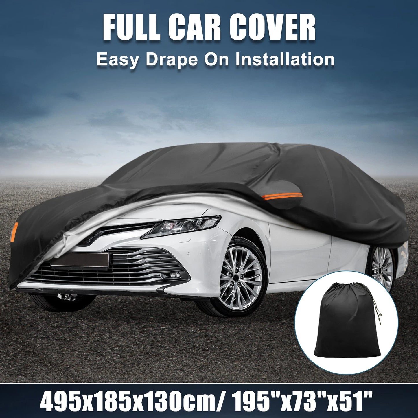 Waterproof Aluminum Film Car Cover for Toyota Camry (2007-2022) Black