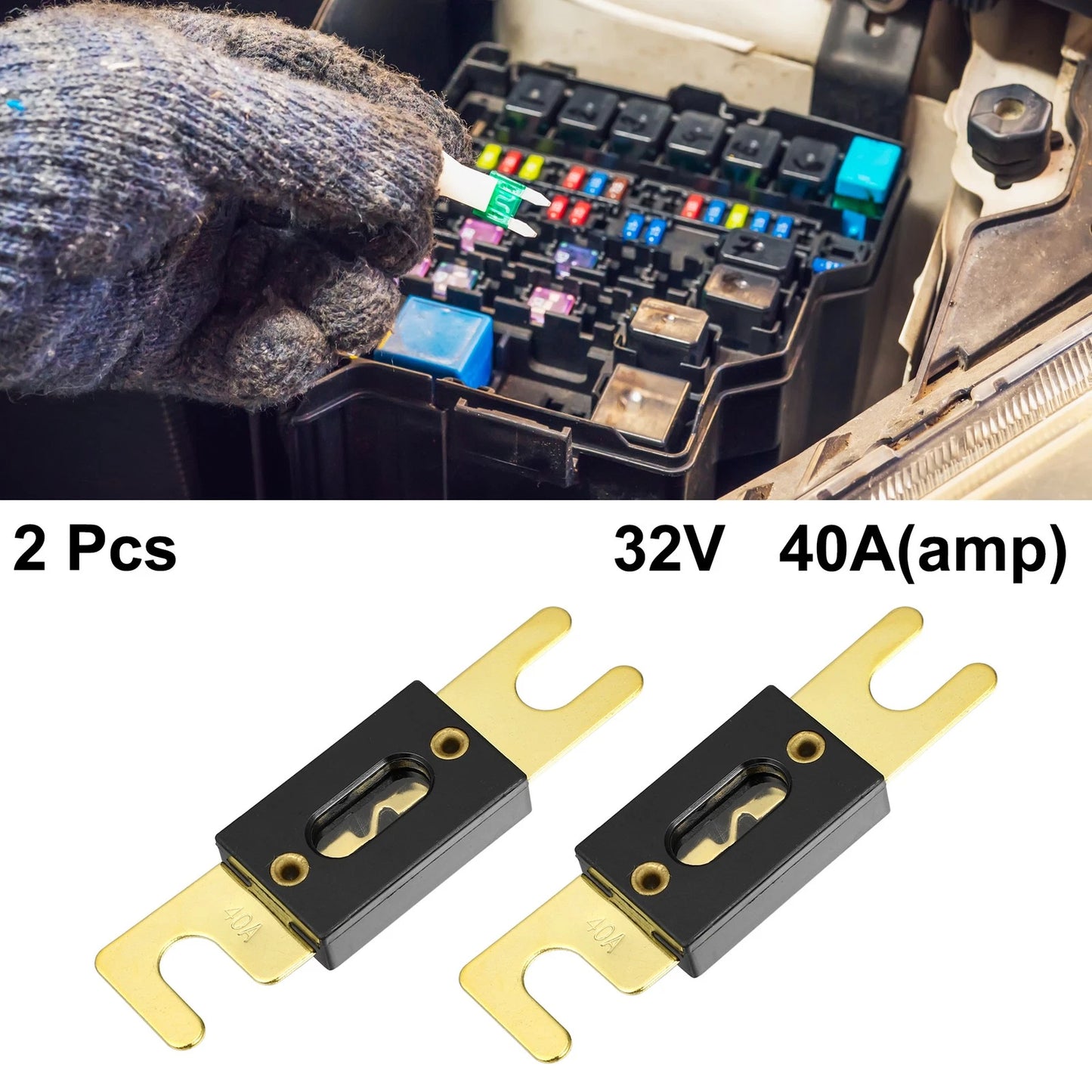 2 x Fuse Replacement 40A ANL Fuses for Trucks, Motorcycles, Boats, Audio CDs